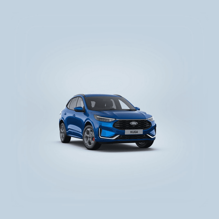 Ford Kuga PHEV ST-Line front angled in desert island blue