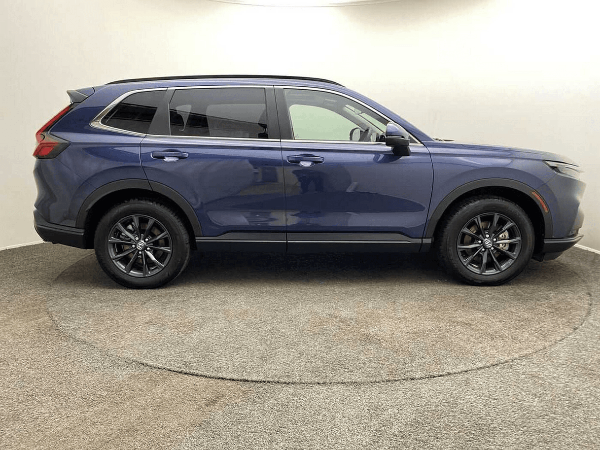 Honda CR-V hybrid SUV side profile in blue